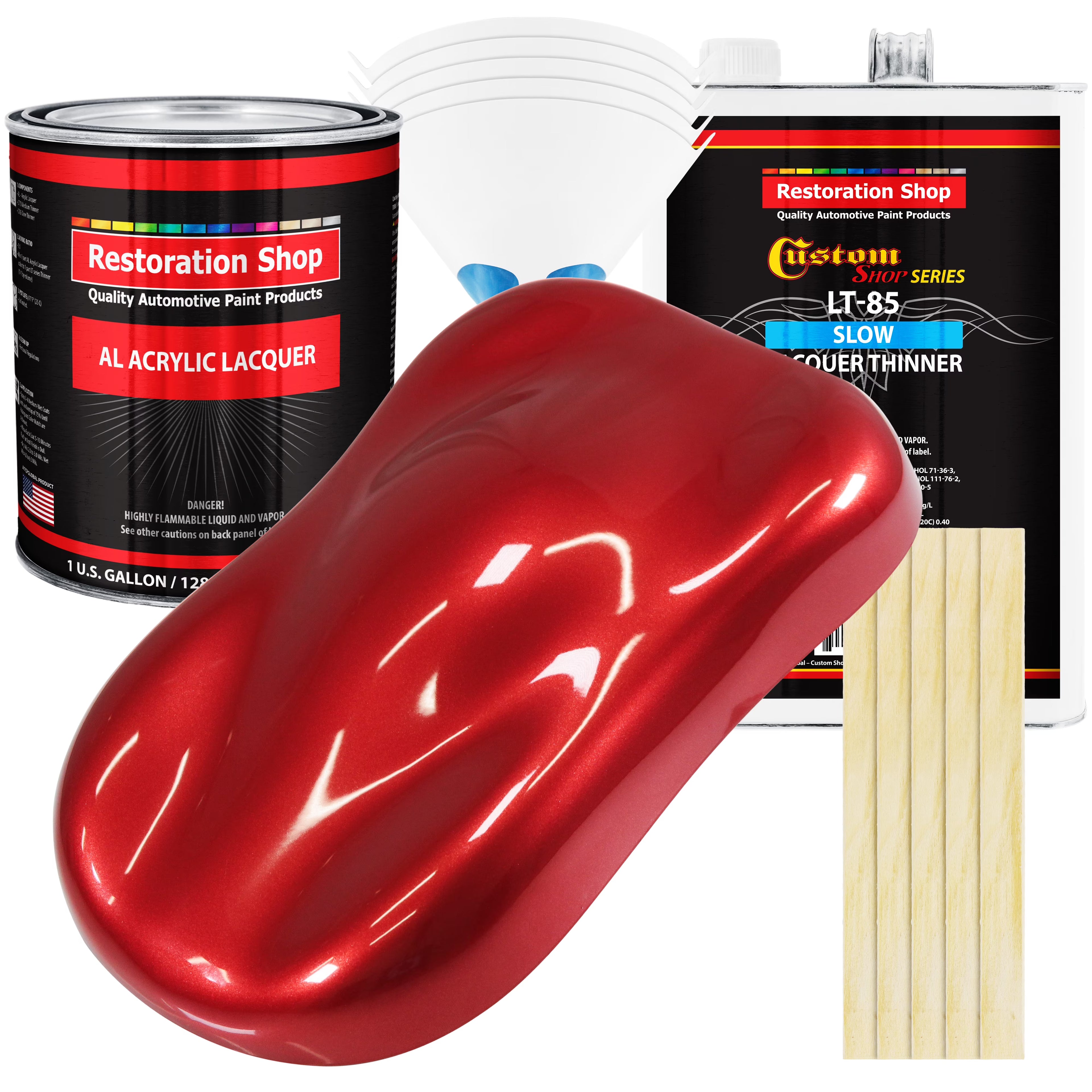 Restoration Shop - Firethorn Red Pearl Acrylic Lacquer Auto Paint - Complete Gallon Paint Kit with Slow Thinner
