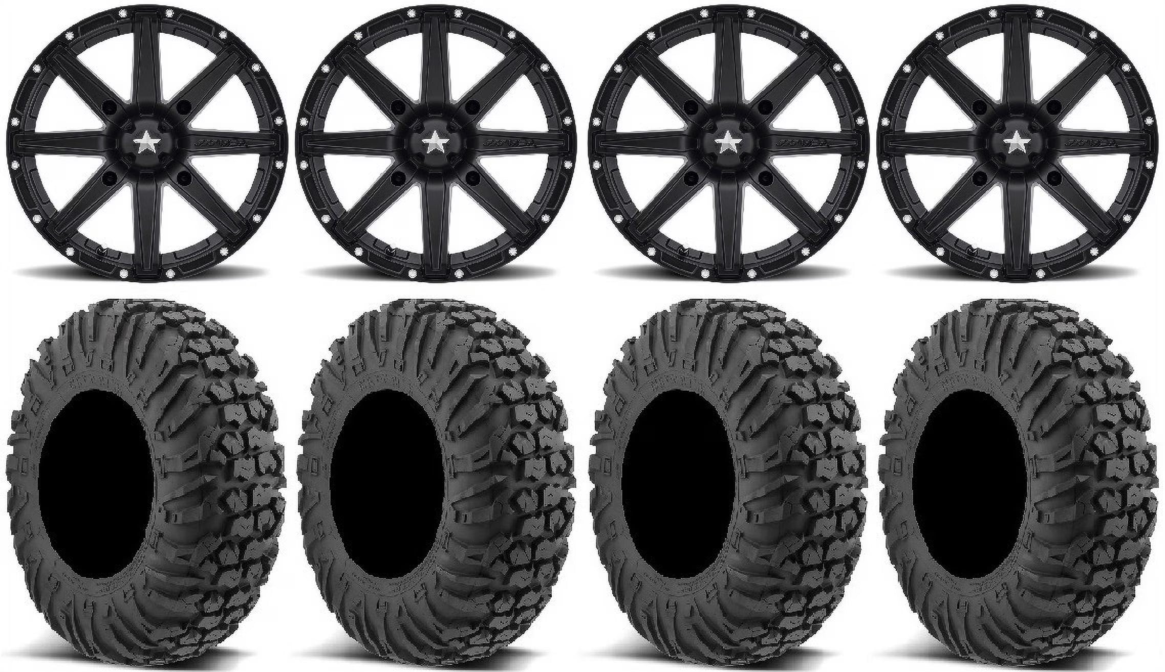 MSA Black Clutch 16  UTV Wheels 32  MotoVator Tires Polaris RZR XP 1000 / PRO XP / Ranger XP 900/1000