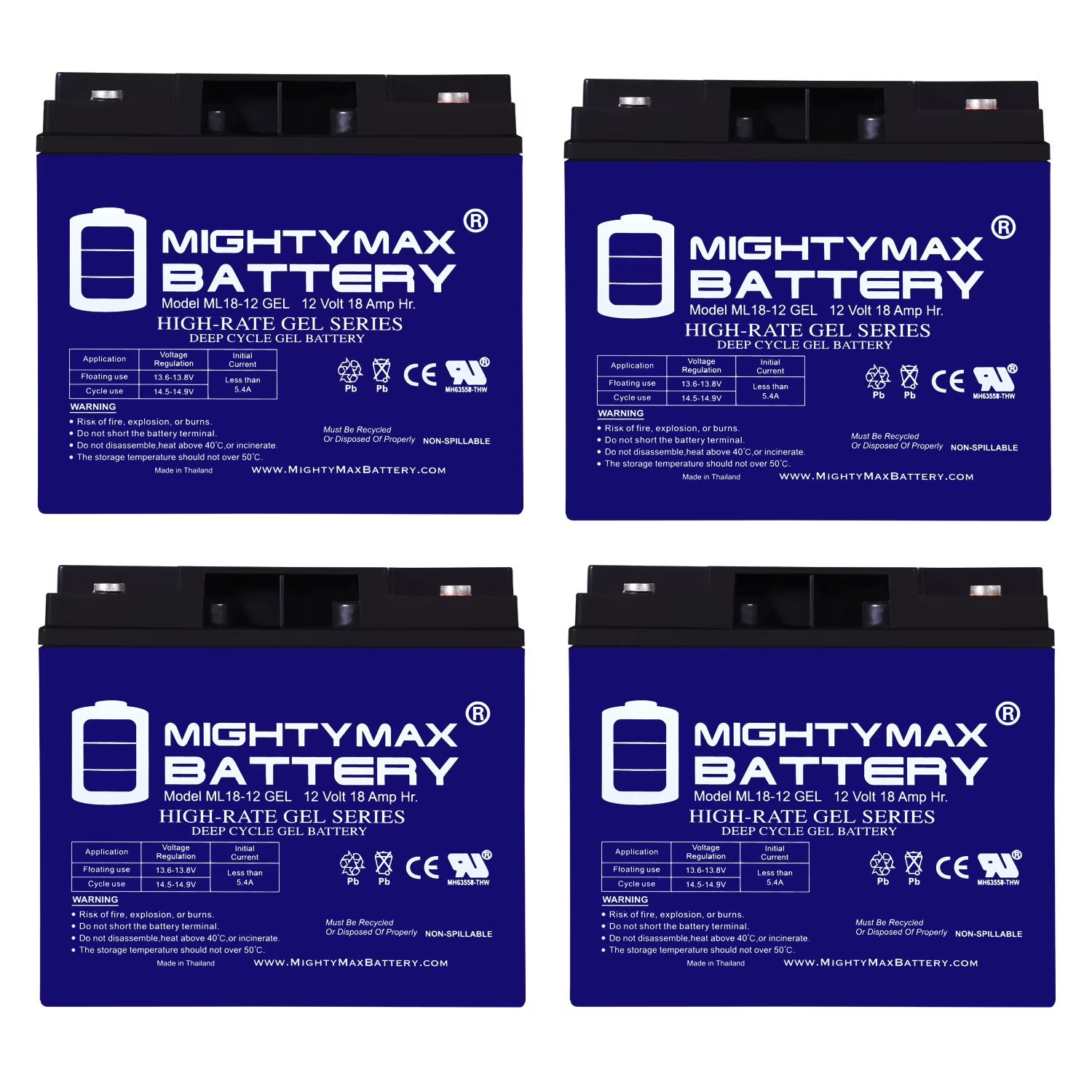 12V 18AH GEL Battery Replaces E-Wheel EW-36 Mobility Scooter - 4 Pack