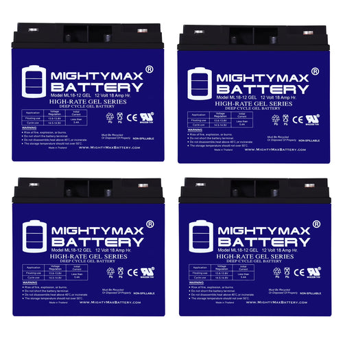 12V 18AH GEL Battery Replaces E-Wheel EW-36 Mobility Scooter - 4 Pack
