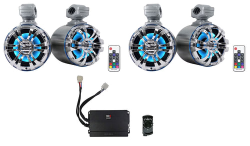 (4) Rockville 5.25  LED Tower Speakers+MB QUART Amp+Bluetooth Ctrl RZR/ATV/UTV
