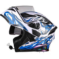 Motorbike Helmets Bluetooth Flip up Motorcycle Helmet with LED Light, DOT Certified Modular Full Face Helmet with Anti-fog Anti-scratch Shield, Double Visor and Microphone(M-XXL)