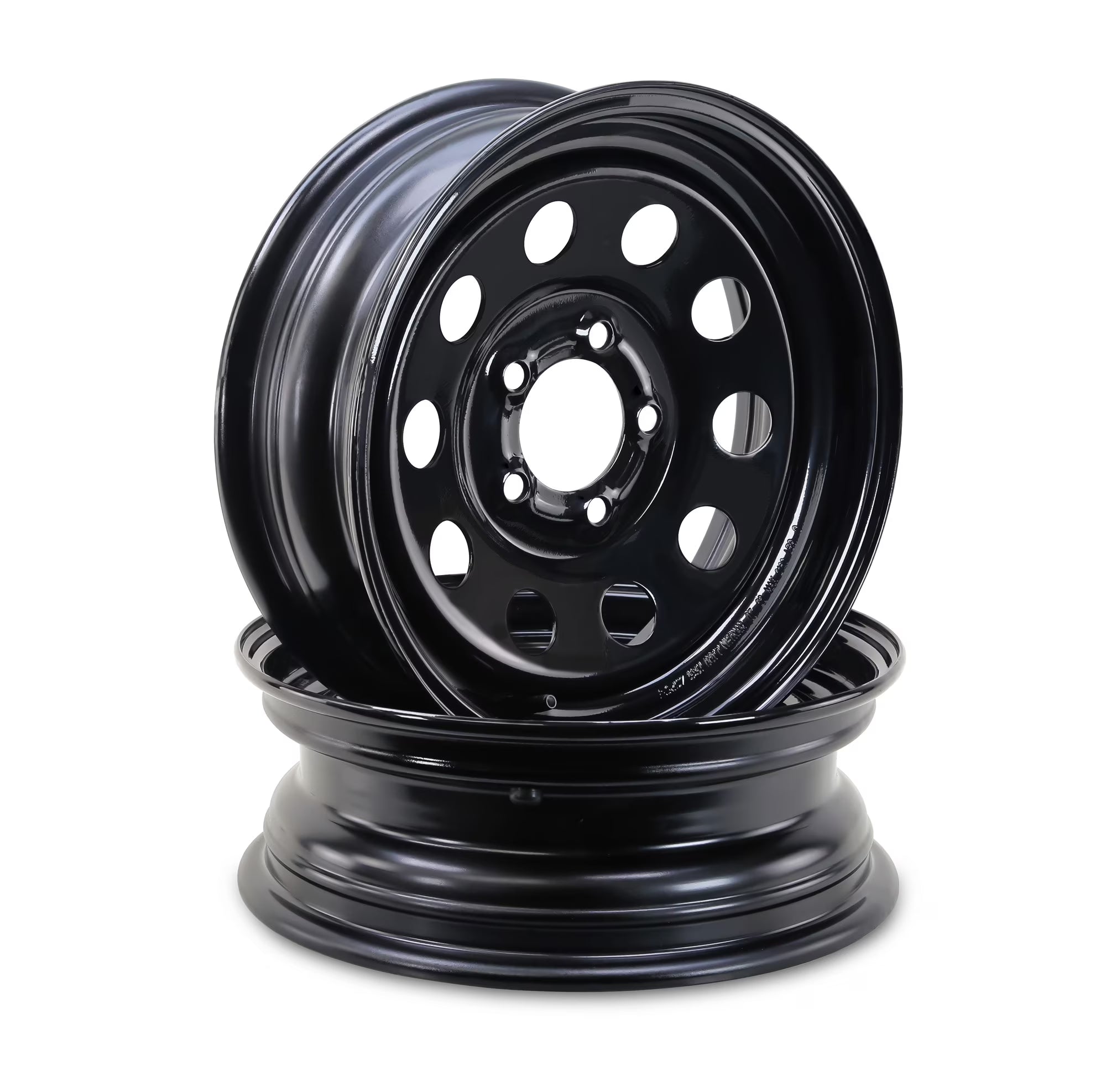 LIBRA 15 x 5 Trailer Wheels 5 Lug on 5  Bolt Pattern Black Mod, Set 2-17027