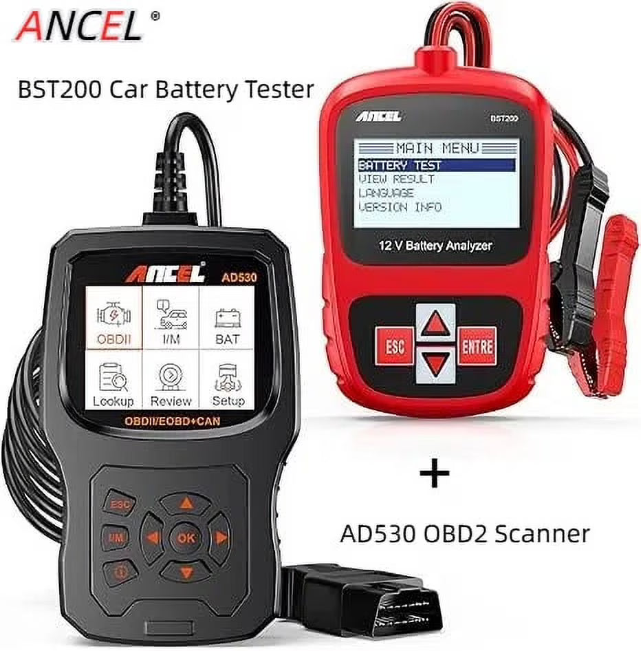 ANCEL AD530 OBD2 Scanner and ANCEL BST200 12V Car Battery Tester
