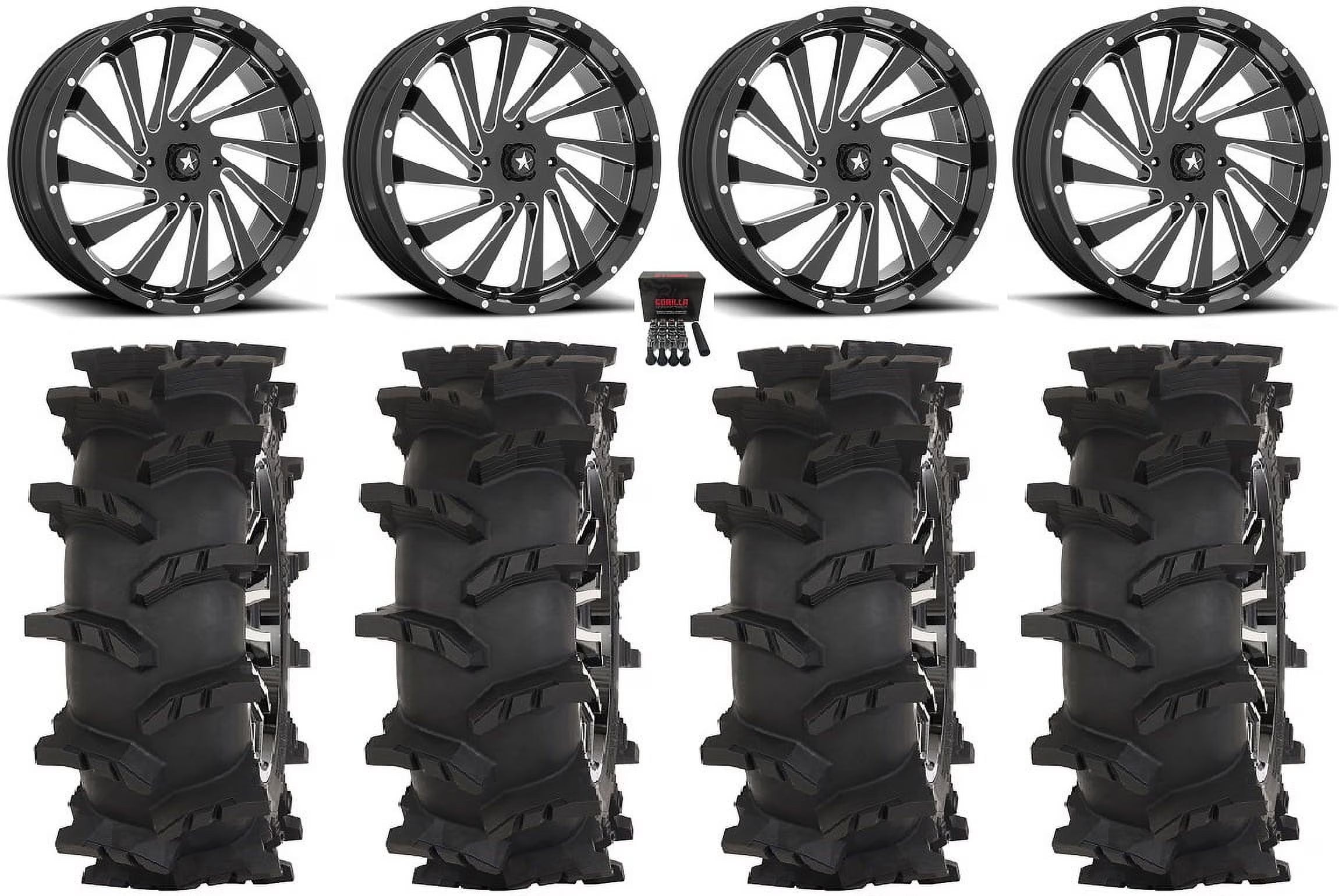 MSA Blade 22  Wheels Milled 35  Outlaw Max Tires Can-Am Commander Maverick Renegade Outlander Defender