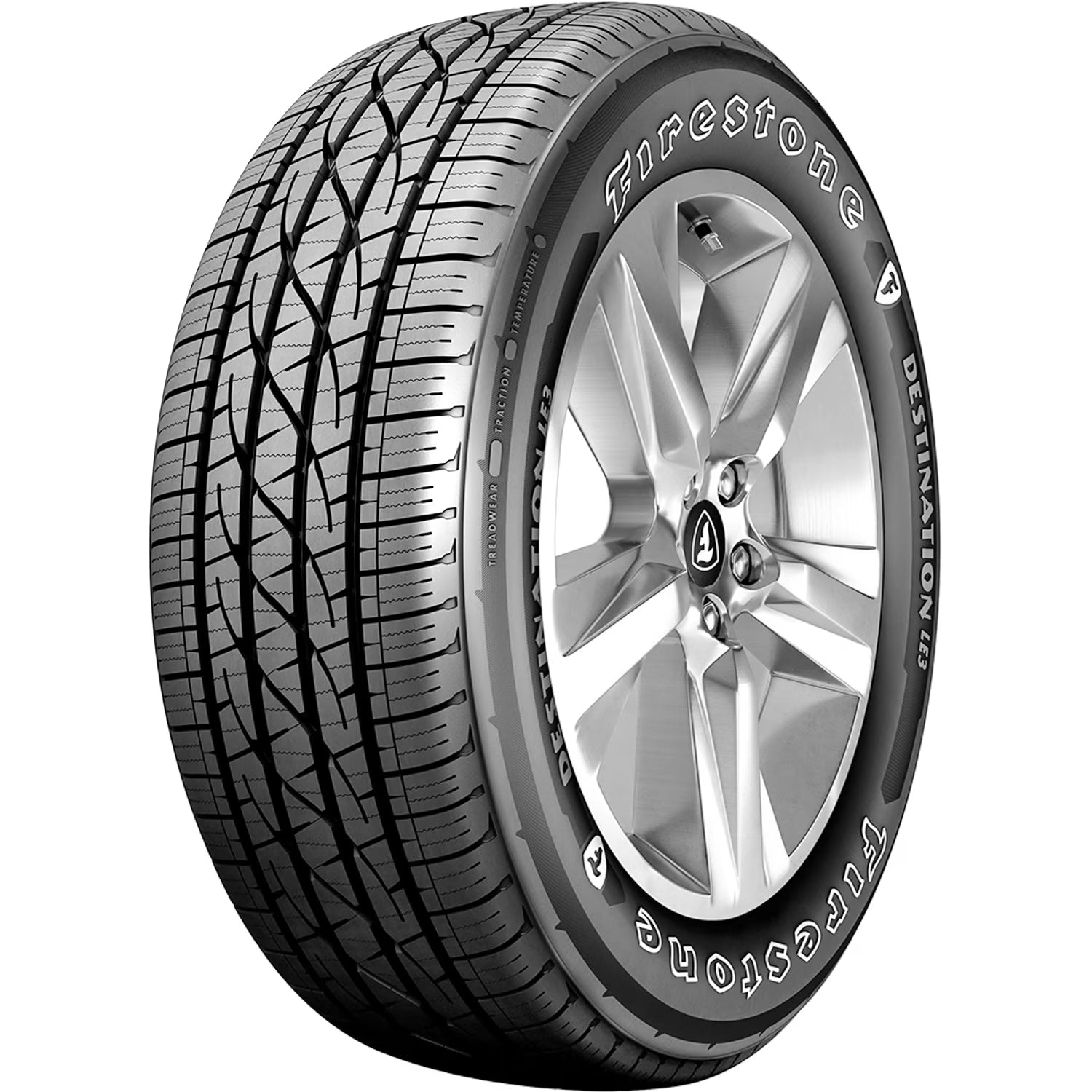 Pair of 2 (TWO) Firestone Destination LE3 225/75R15 102T A/S All Season Tires Fits: 1995 Jeep Wrangler Rio Grande, 2001-07 Ford Escape XLS
