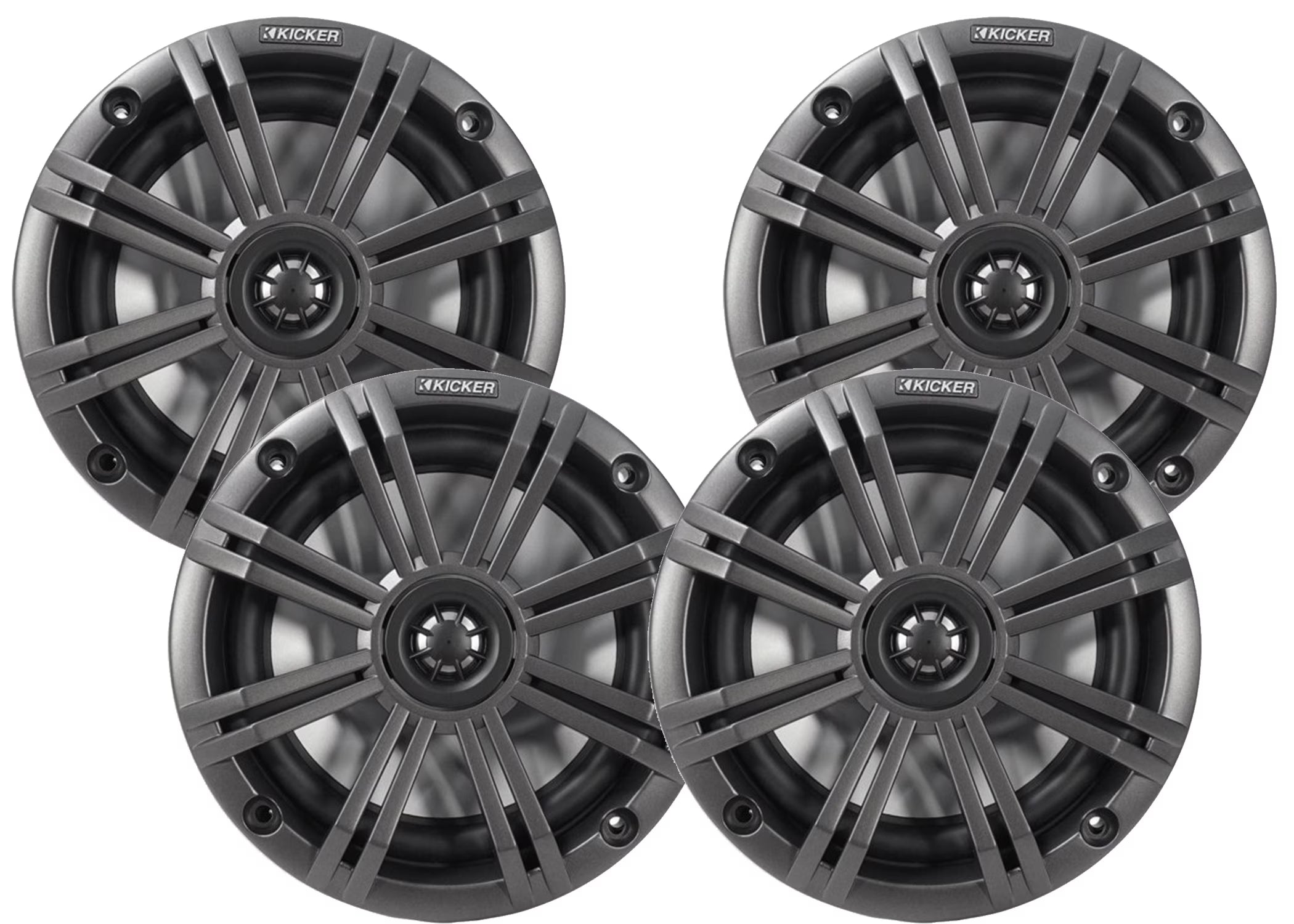Kicker Charcoal OEM Replacement Marine 6.5  4O Coaxial speaker Bundle - 4 Speakers