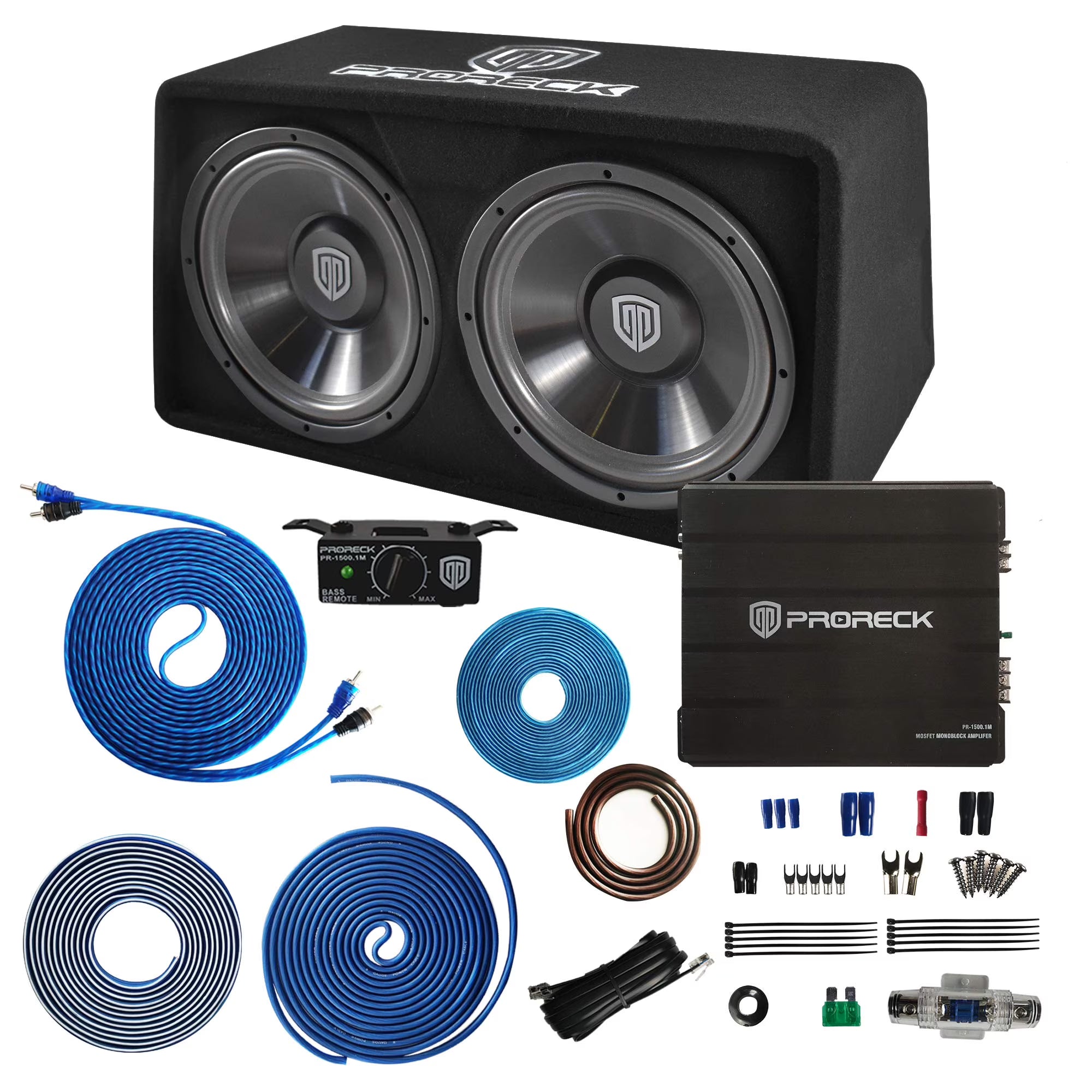 PRORECK PR-122M Complete 1500W Dual 12  Car Subwoofer