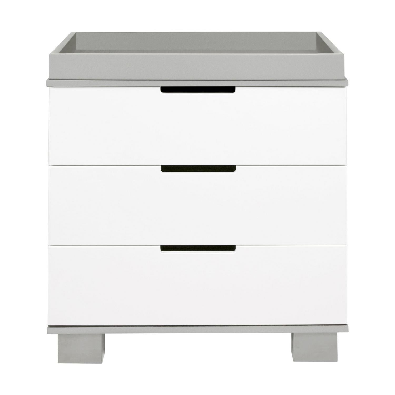 Babyletto Modo 3-Drawer Changer Dresser with Removable Changing Tray in Grey and White