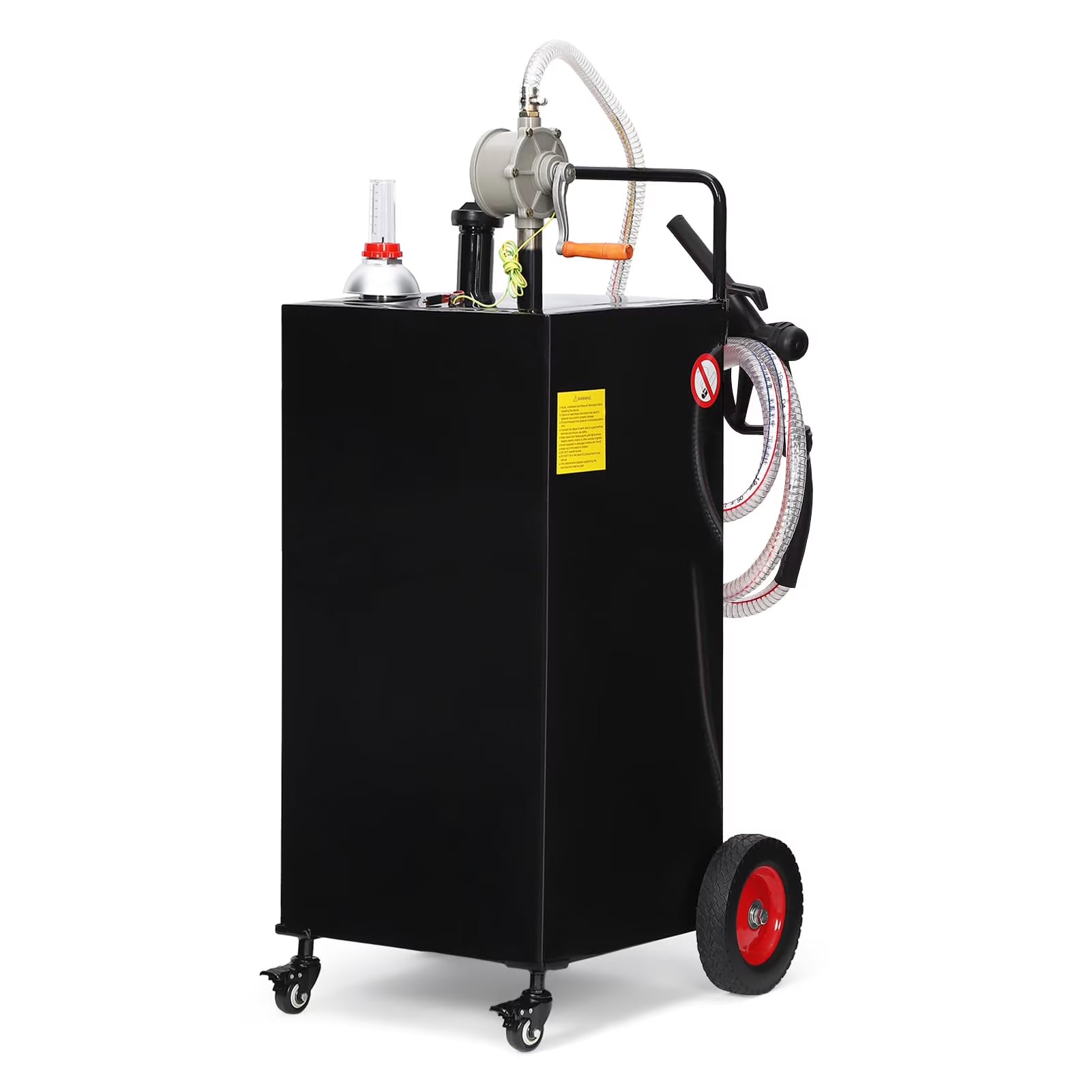 30 Gallon Fuel Caddy, Fuel Storage Tank on 4 Wheels, Portable Gas Caddy with Manual Transfer Pump, Gasoline Diesel Fuel Container for Cars, Lawn Mowers, ATVs, Boats, More