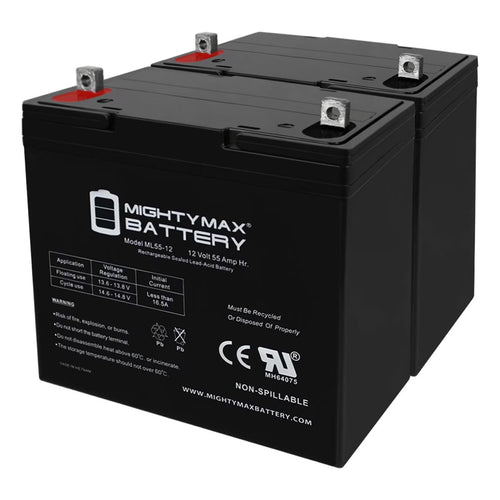 12V 55Ah Battery Replacement for Chauffer Mobility C Series - 2 Pack