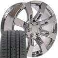 20 inch Chrome 5409 OE Wheels & Bridgestone Tires Fit GM Trucks & SUV - Escalade Style Rims