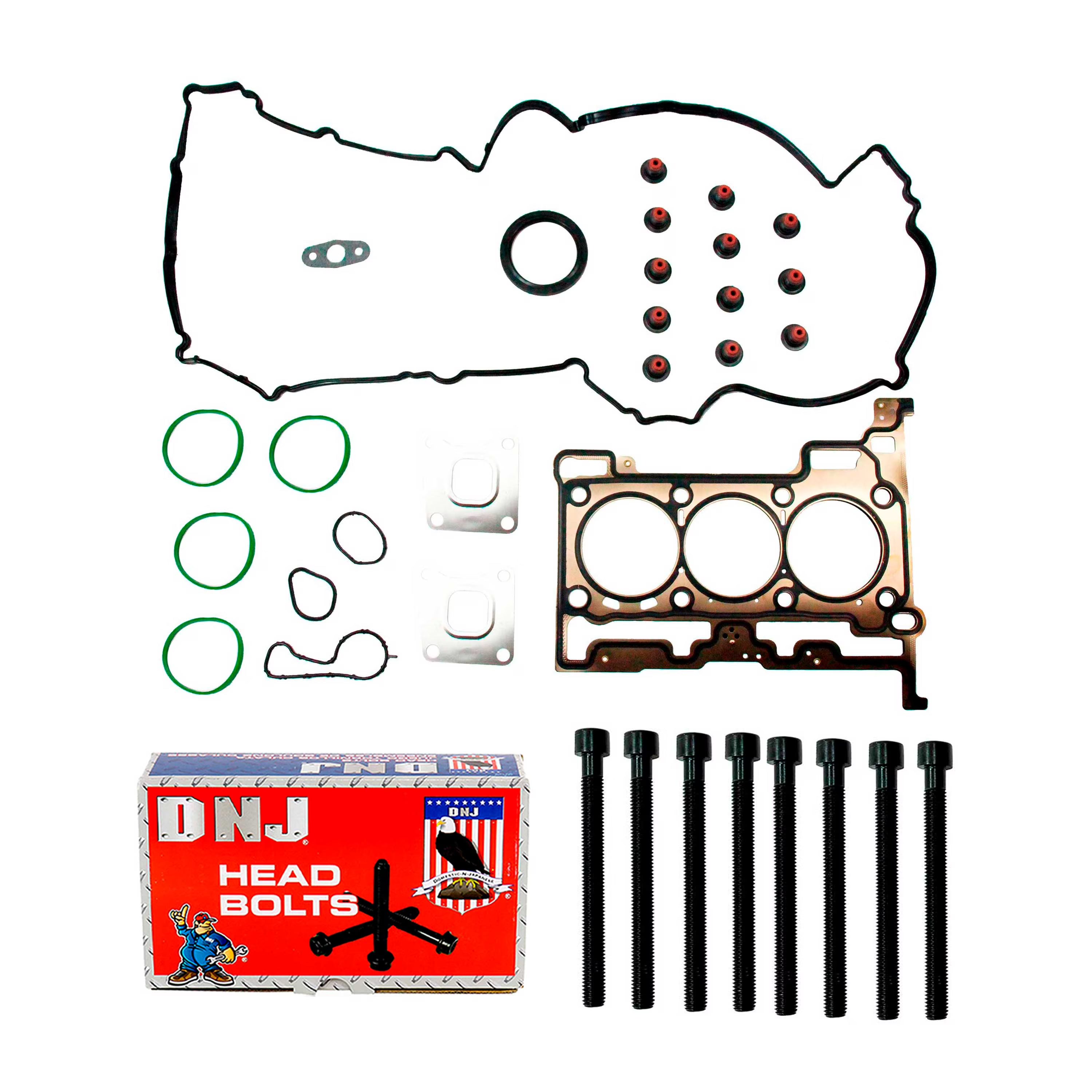 DNJ HGB4311 Cylinder Head Gasket set with Head Bolt Kit Fits Cars & Trucks 14-21 Ford 1.0L DOHC