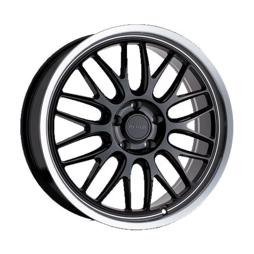 Petrol P4C 18X8 5X120 35Et 72.1Cb Gloss Black W/ Machined Cut Lip Wheel
