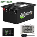 36V 105AH Golf Carts Battery Bluetooth,LiFePO4 Lithium Battery with Monitor APP and 20A Charger,15000+Deep Cycles,Built in 200A BMS