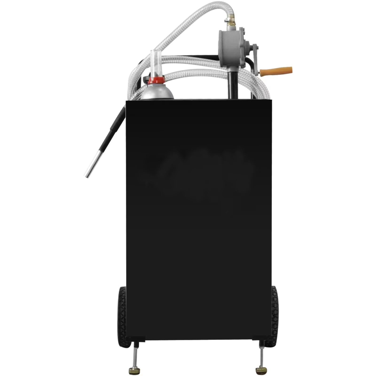 SKYSHALO 30 Gallon Gas Caddy, Black,Fuel Storage Tank with Wheels, Portable Fuel Caddy with Manuel Transfer Pump, Gasoline Diesel Fuel Container For Cars, Lawn Mowers