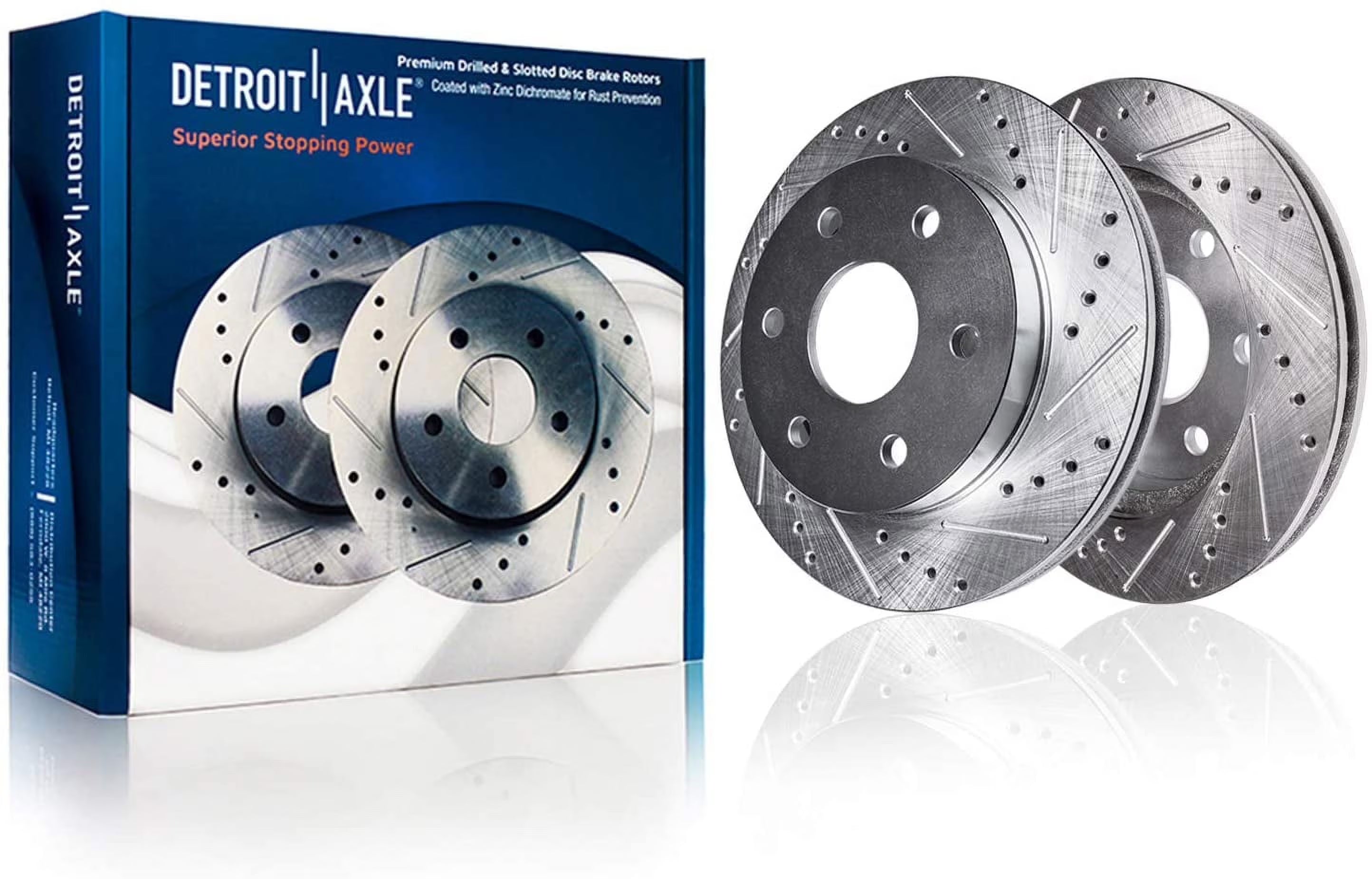 Detroit Axle - 12.56  inch Front Drilled & Slotted Disc Brake Rotors Replacement for Toyota 4Runner FJ Cruiser Tacoma