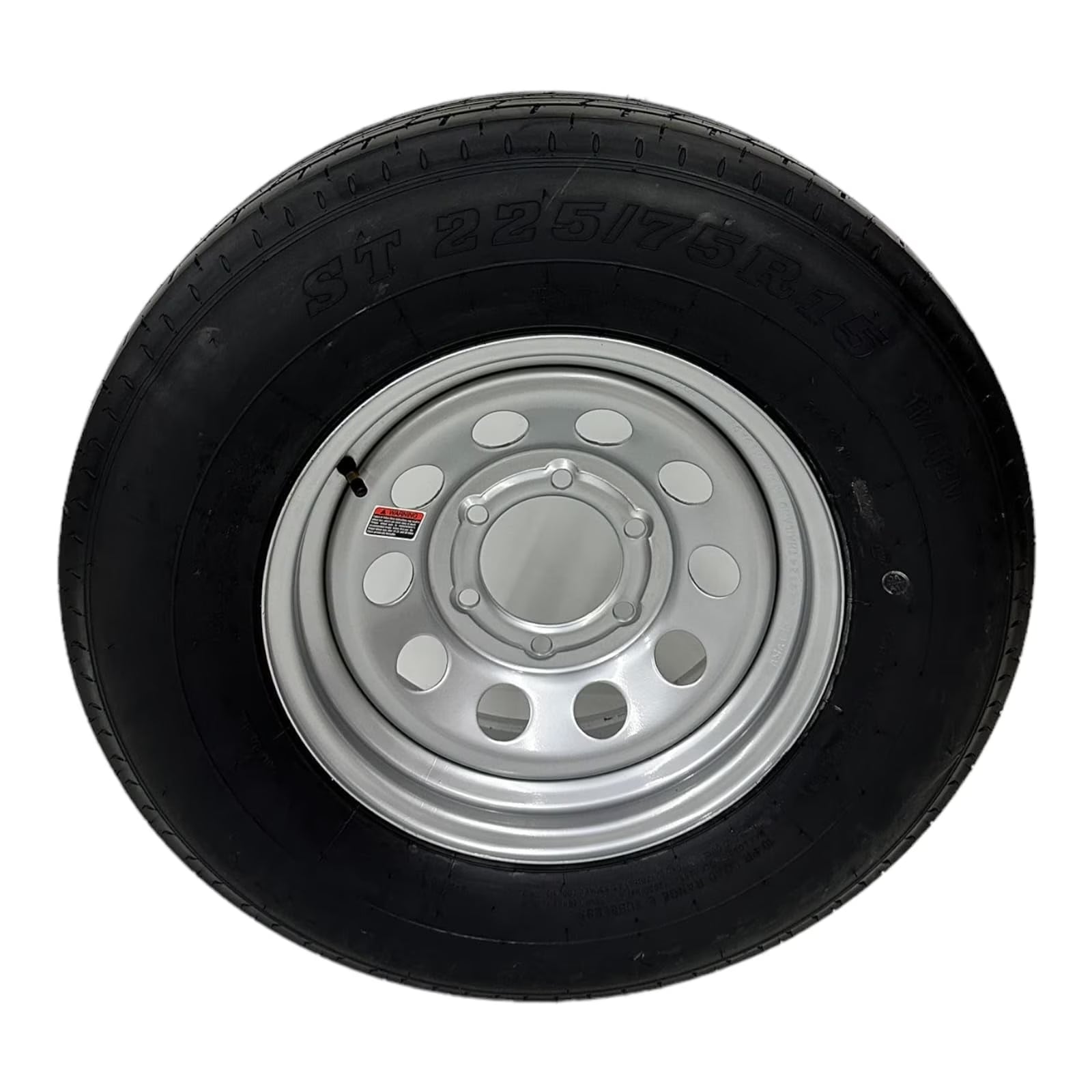Trailer Tire on Rim ST225/75R15 TrailQuest LRE Radial 10 Ply 6 Lug Silver Modular Wheel 6X5.5  Bolt Pattern