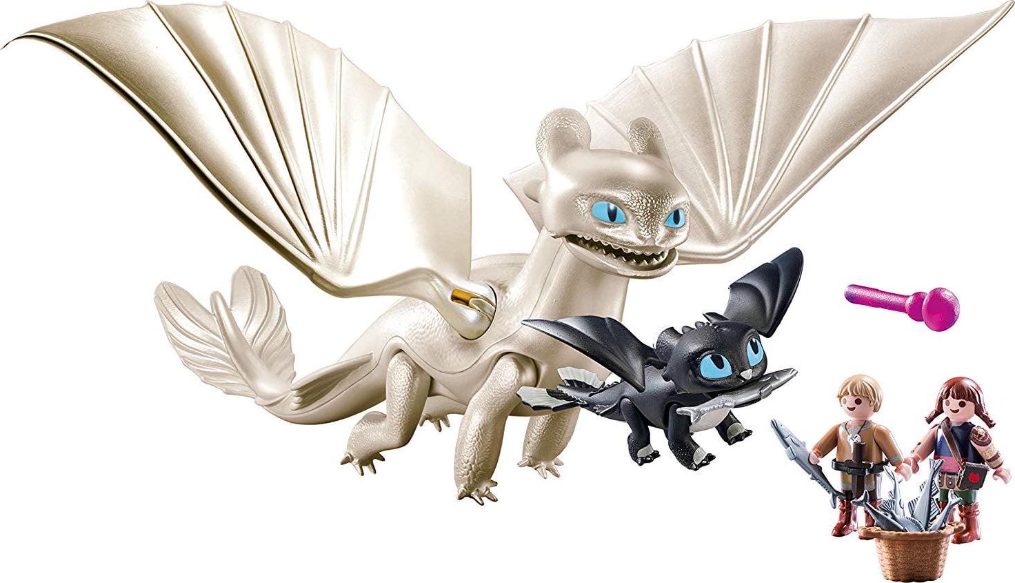 PLAYMOBIL How to Train Your Dragon III Light Fury with Baby Dragon and Children Action Figure Sets