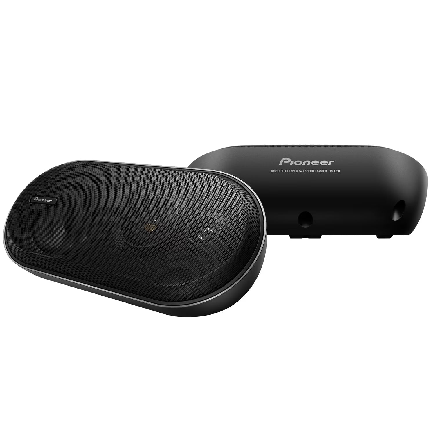 Pioneer TS-X210 4-5/8-In. x 12-1/2-In. x 6-In. 100-Watt 3-Way Surface-Mount Bass Reflex Speakers Black, Max Power 2 Pack, TS-X210