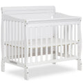 Dream On Me Aden Full Panel Baby Convertible 4-in-1 Mini Crib in White. Greenguard Gold Certified