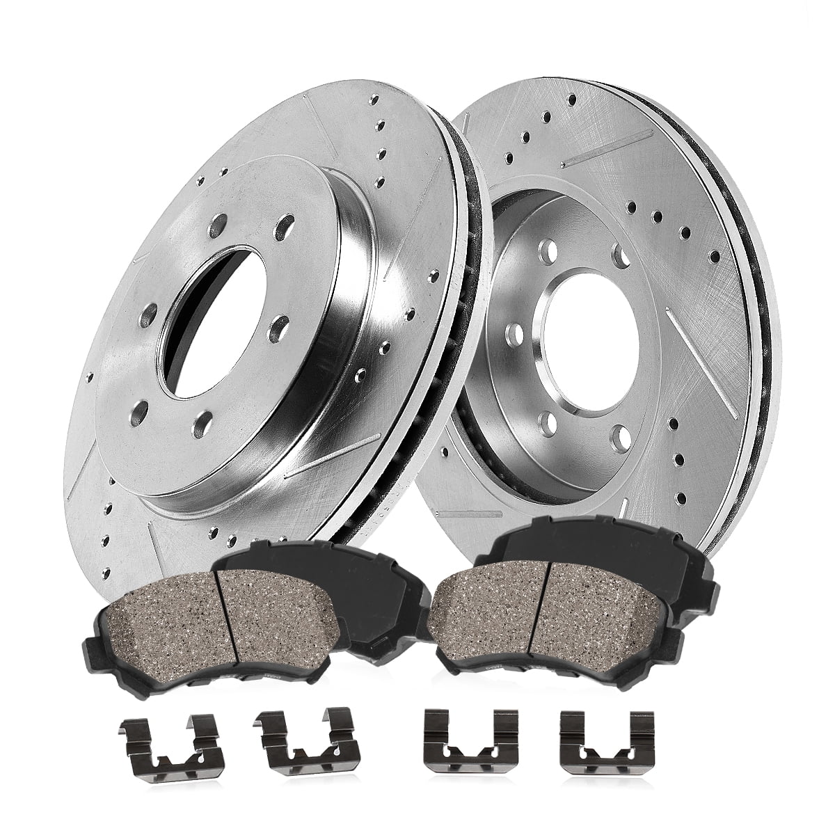 Callahan Brake Parts Brake Kit for Toyota Sequoia 2001-2007, Toyota Tundra 2000-2006 Front Drilled and Slotted Brake Rotors with Ceramic Brake Pads EBYK043062