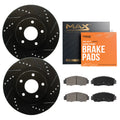Max Advanced Brakes - Brake Kit for 2006 2007 2008 2009 2010 2011 2012 2013 2014 2015 Mazda MX-5 Miata Front Replacement Drilled Slotted Black Coated Disc Brake Rotors and Ceramic Brake Pads