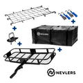 Nevlers Folding Hitch Mount Cargo Carrier w/ Bag, Net, Straps, & Stabilizer