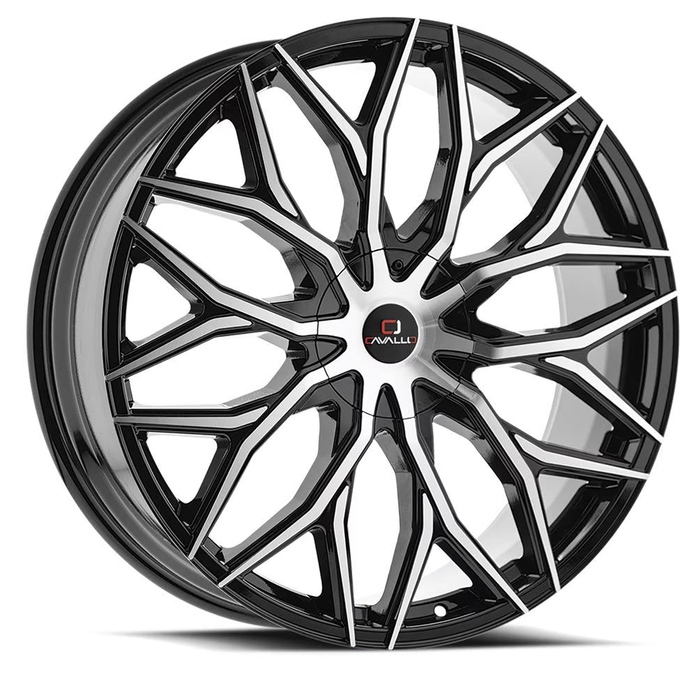 CAVALLO CLV-37 26X9.5 6X135 +25ET 87.1CB GLOSS BLACK & MACHINED WHEEL