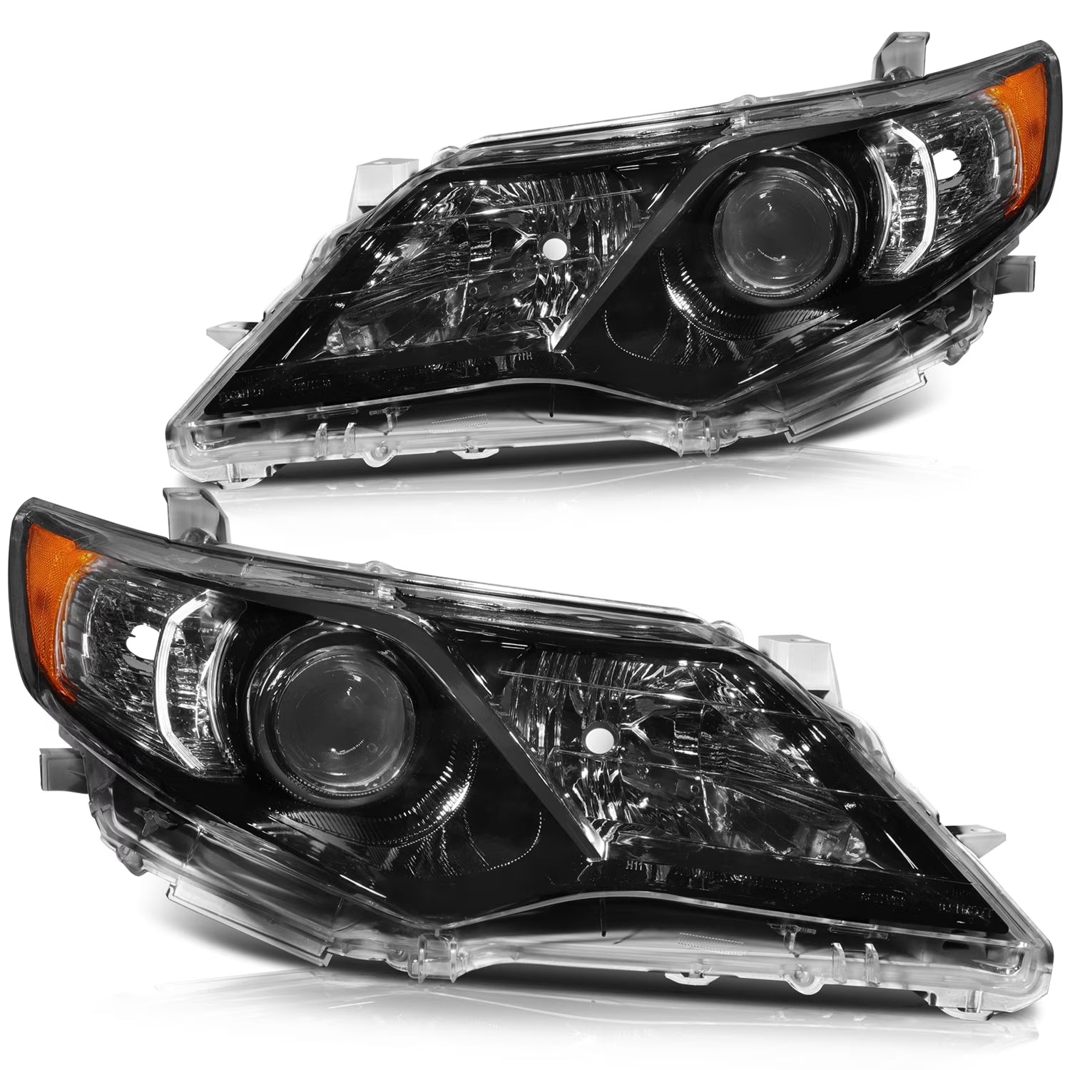 AUTOMUTO Headlight Assembly Black Housing Amber Reflector Clear Lens for Toyota Camry 2012-2014 8115006800 8111006800 8115006470 8111006470 TO2503211 TO2503212 TO2502211 TO2502212