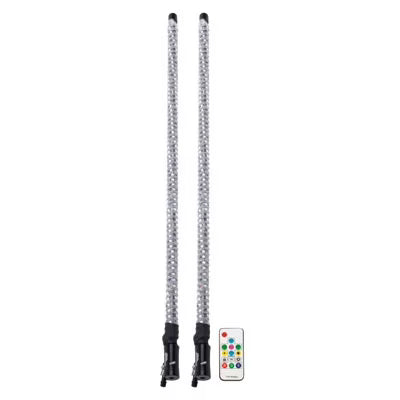 Gorilla Whips Twisted Silver LED Xtreme Lighted Whip with Wireless Remote 3' Pair