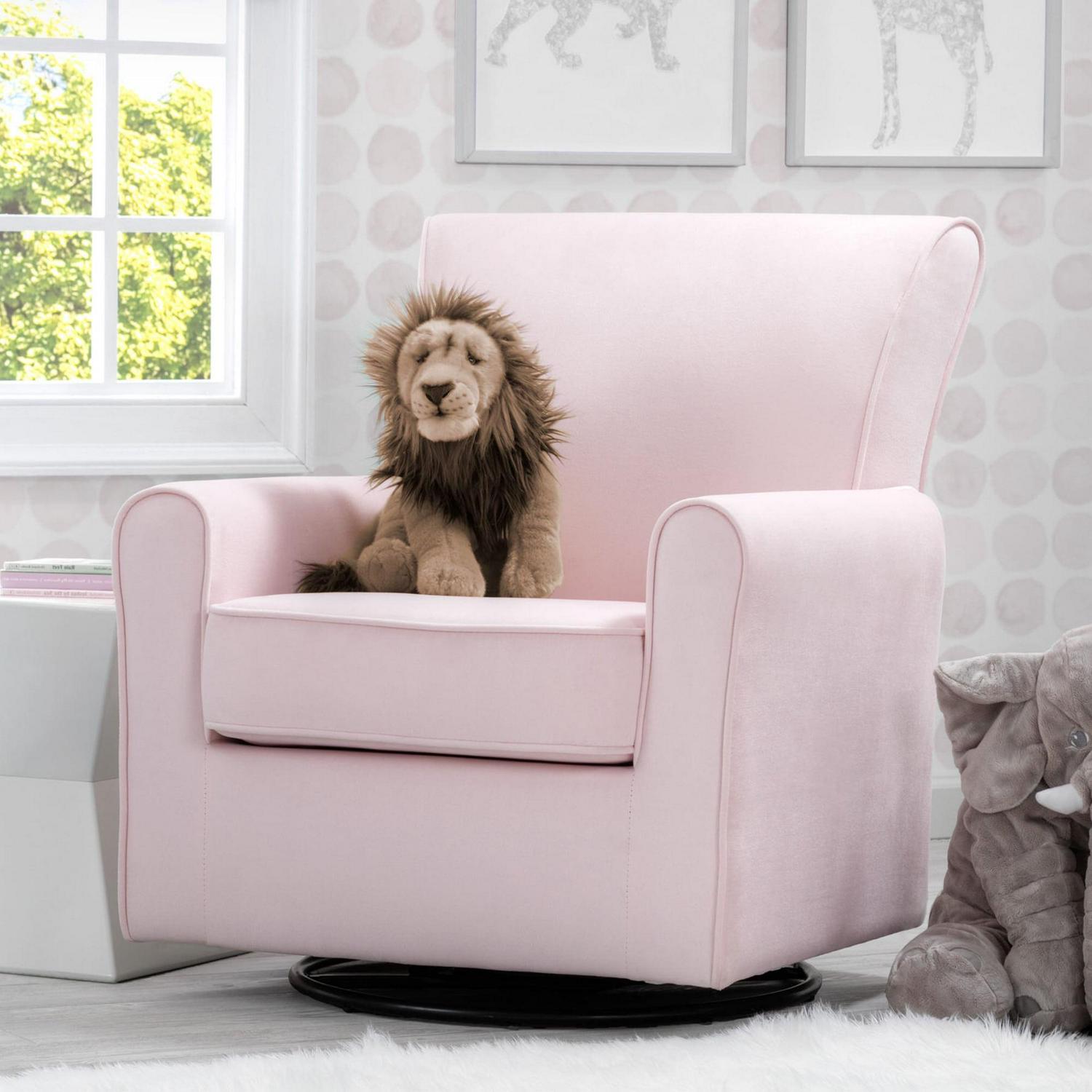 Delta Children Elena Glider Swivel Rocker Chair. Blush Velvet