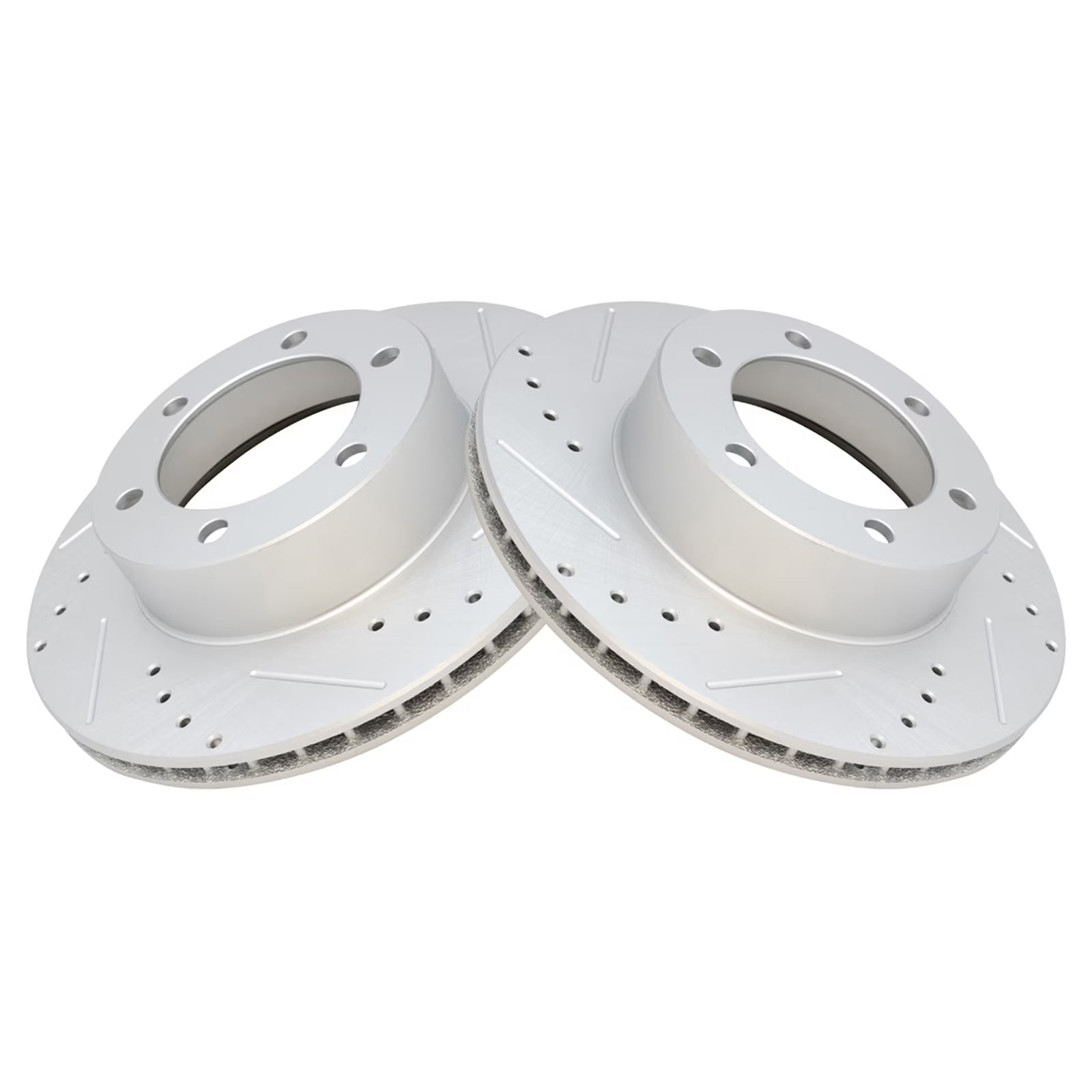 TRQ Front Performance Brake Rotors Set Premium G-Coated Cross Drilled & Slotted Fits Select 1996-2002 Toyota 4Runner 2004 Tacoma