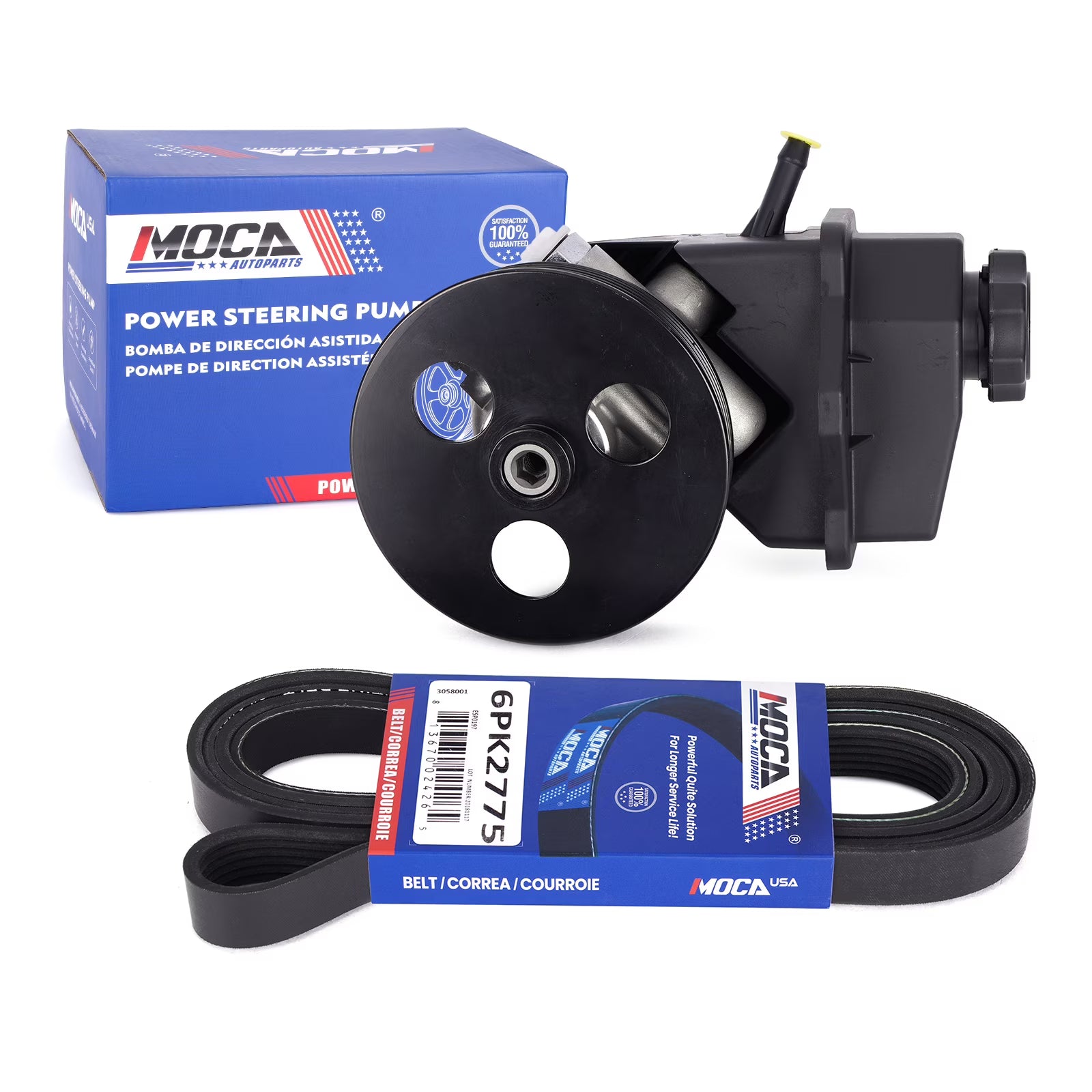 MOCA AUTOPARTS Power Steering Pump with Serpentine Belt 6PK2775 Fit for 2006-2011 Chevrolet Impala 3.5L 3.9L & 2006-2007 Chevrolet Monte Carlo 3.5L