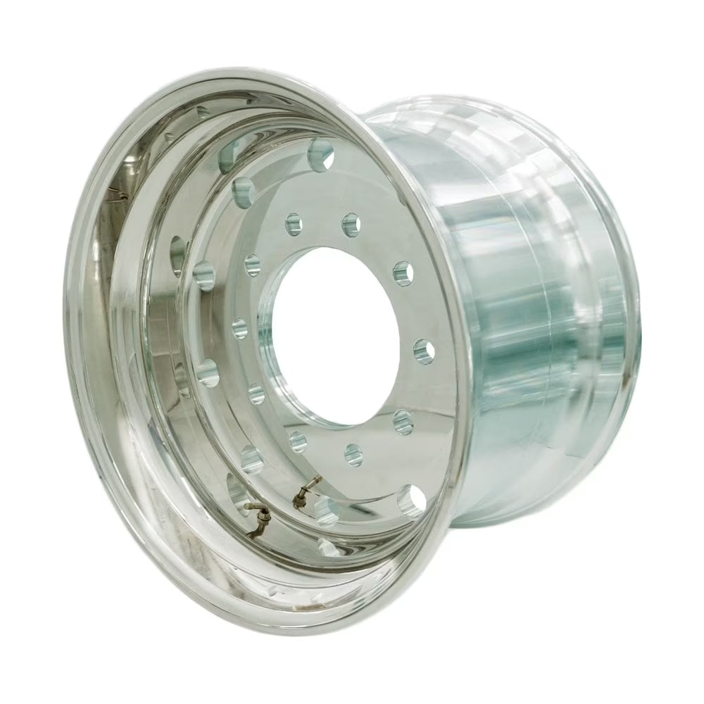 Super Single Truck Wheels 22.5x14 Rims Flat Face Polished Hub Pilot