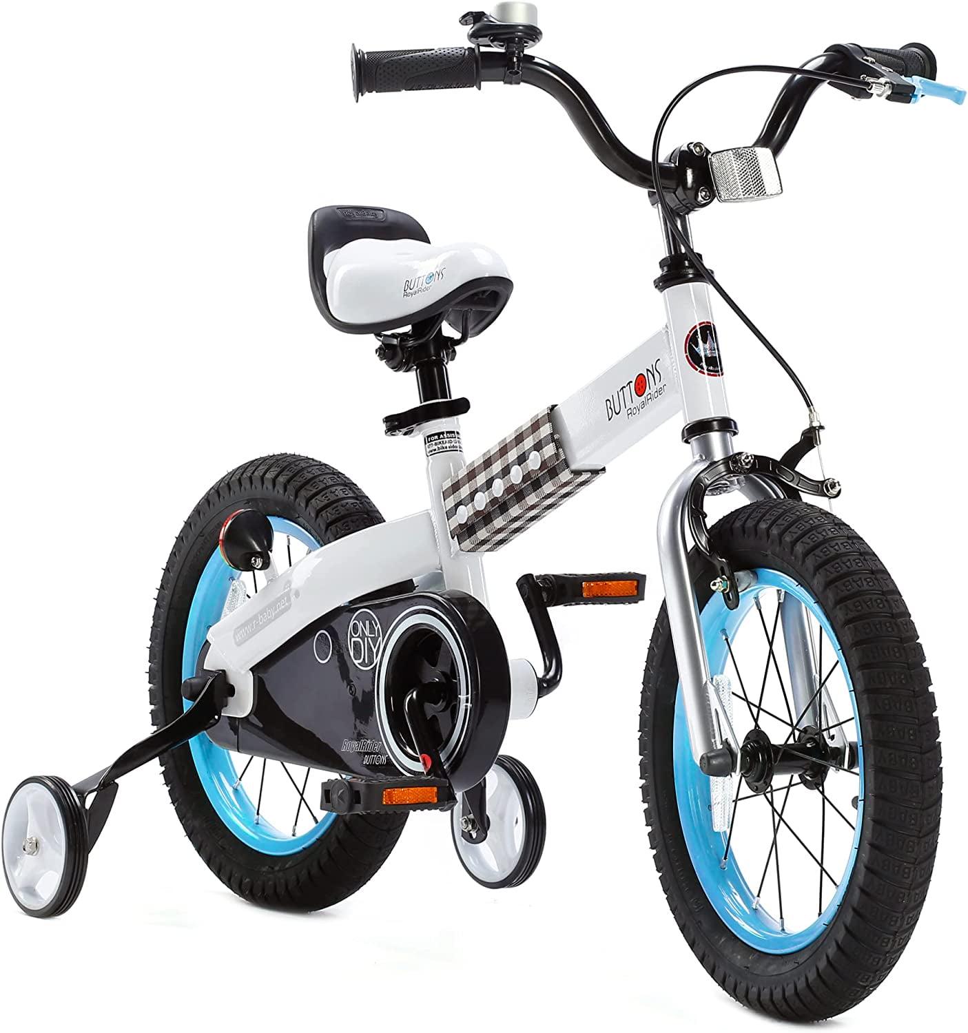 RoyalBaby Buttons Blue 16 inch Kid-s Bicycle With Training Wheels and Kickstand