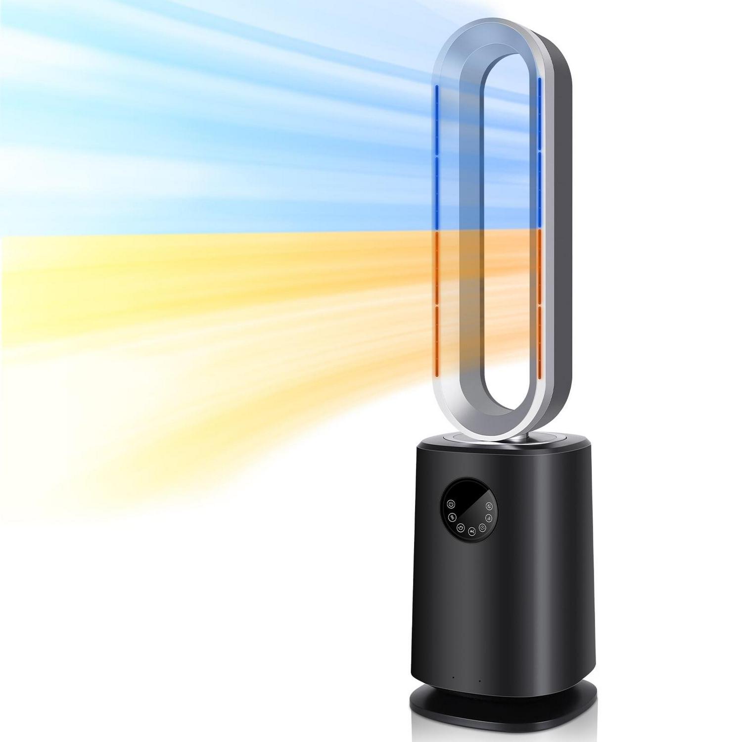 35¡å Space Heater Bladeless Tower Fan. Heater & Cooling Fan with Remote Control.Black