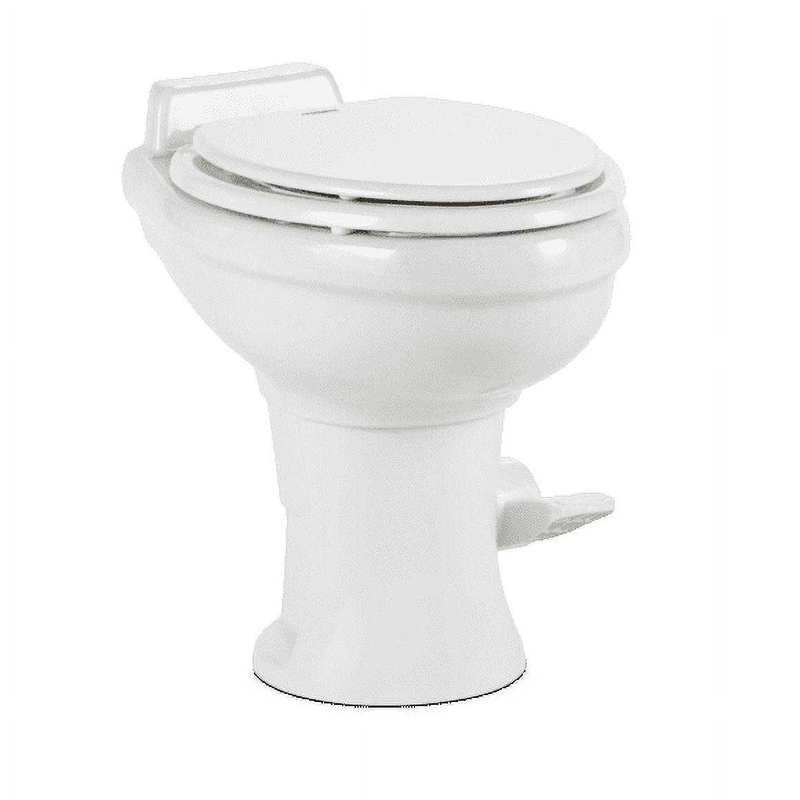 Dometic 320 RV Toilet | White | 302320081 | Standard Height | Gravity Toilet | Elongated Ceramic Bowl | Flush with Foot Pedal | For RVs. Trailers. and Outdoor Campers