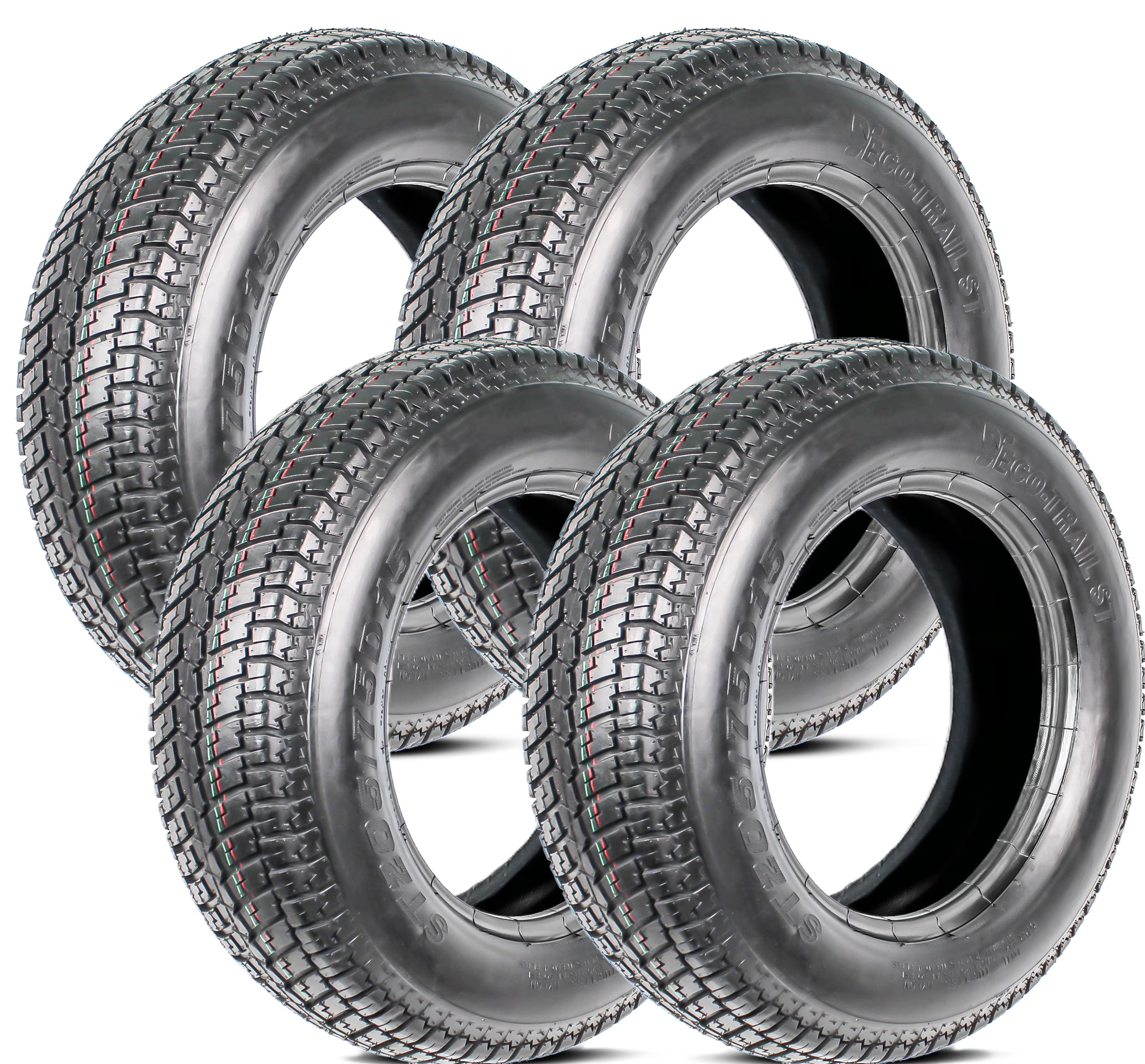 eCustomrim 4-Pk ST205/75D15 Trailer Tires Bias Ply Load C 1760# 205/75D 15 2 Year Warranty