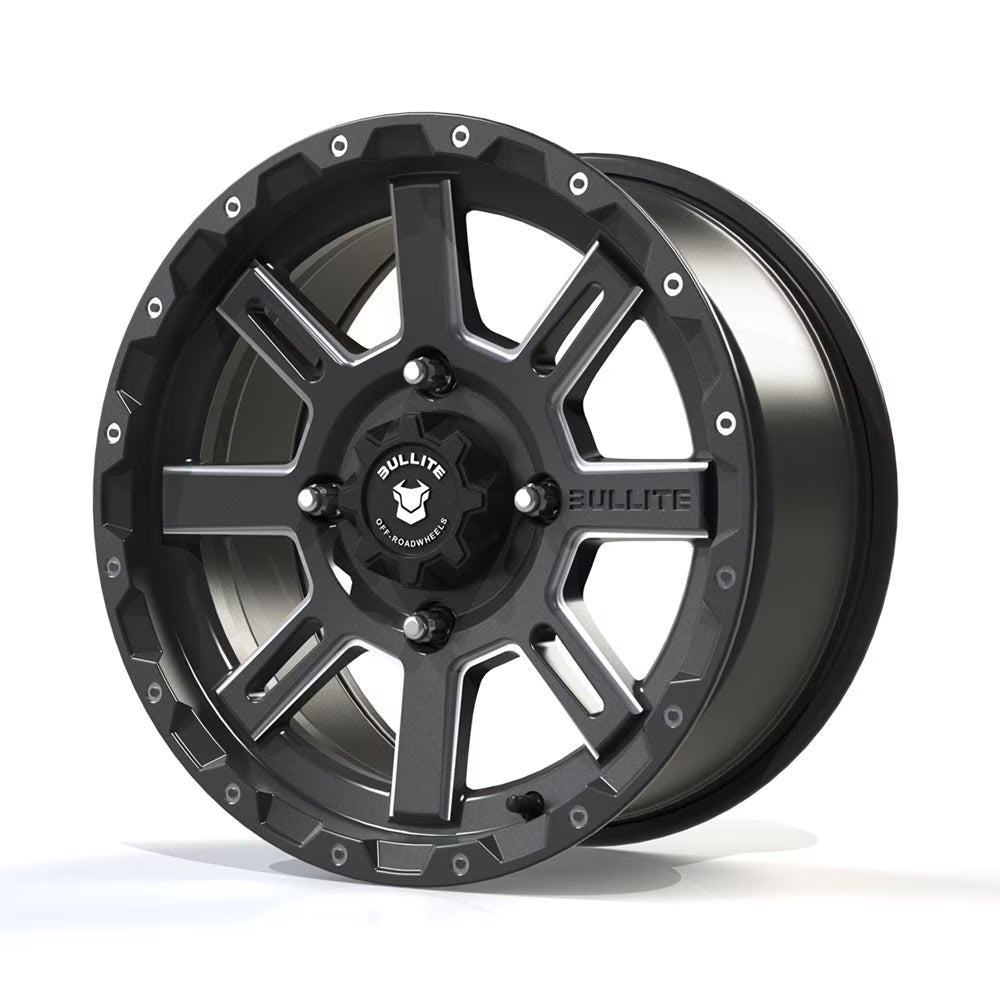 Bullite Wheels BT-02 Lancer UTV ATV SXS Rims Gunmetal Gray 14  | 4x137 | 5+2 Offset | Can-Am Maverick X3 Commander Renegade Outlander Defender (14 )