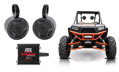 (2) Rockville 5.25  Tower Speakers+2-Ch Amplifier for Polaris/JEEP/ATV/UTV/RZR