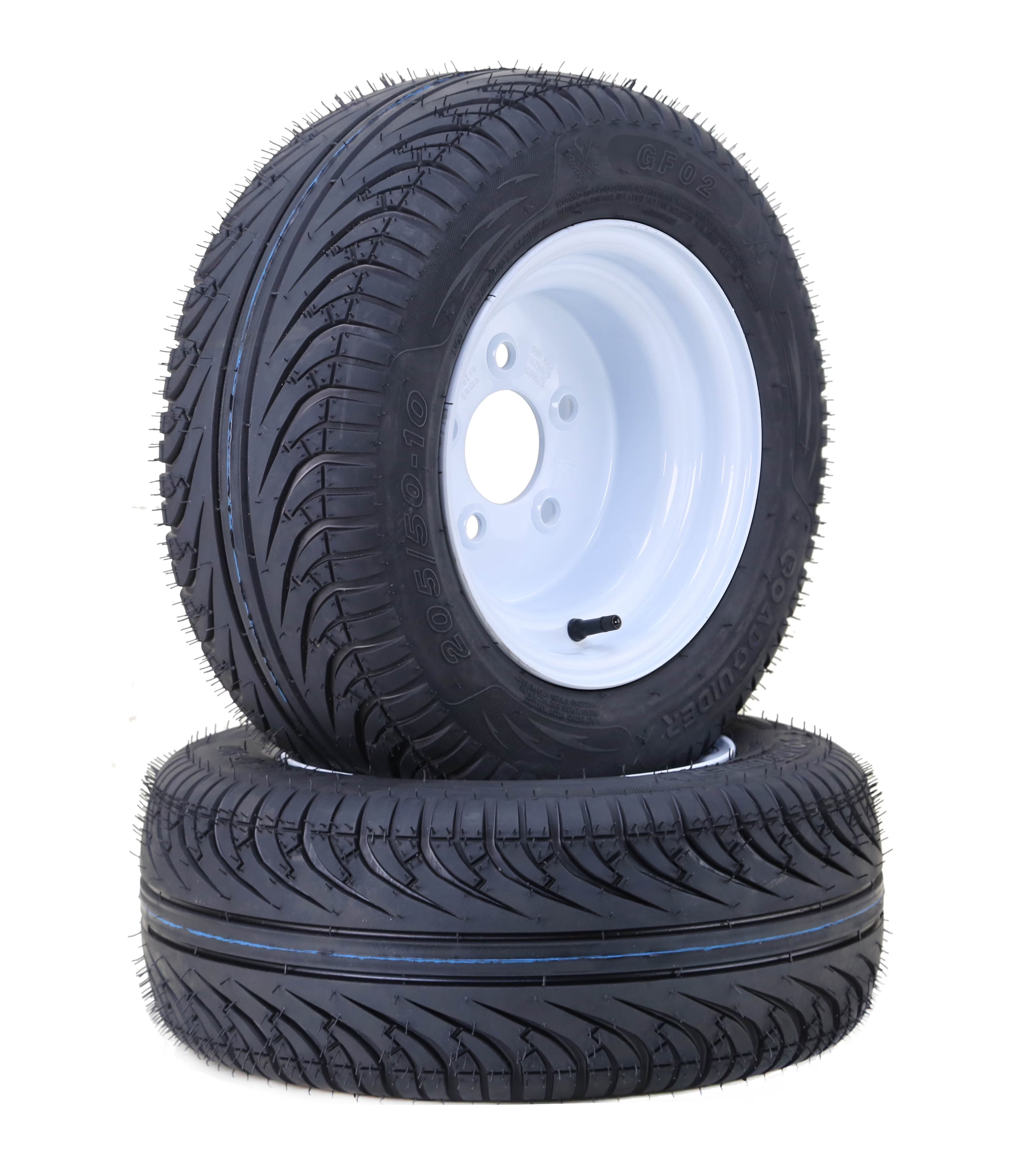 LIBRA Golf Cart Tire Wheel Assembly 205/50-10 on White Steel Wheel 5 Lugs on 4.5  PCD, Set 2 -14037