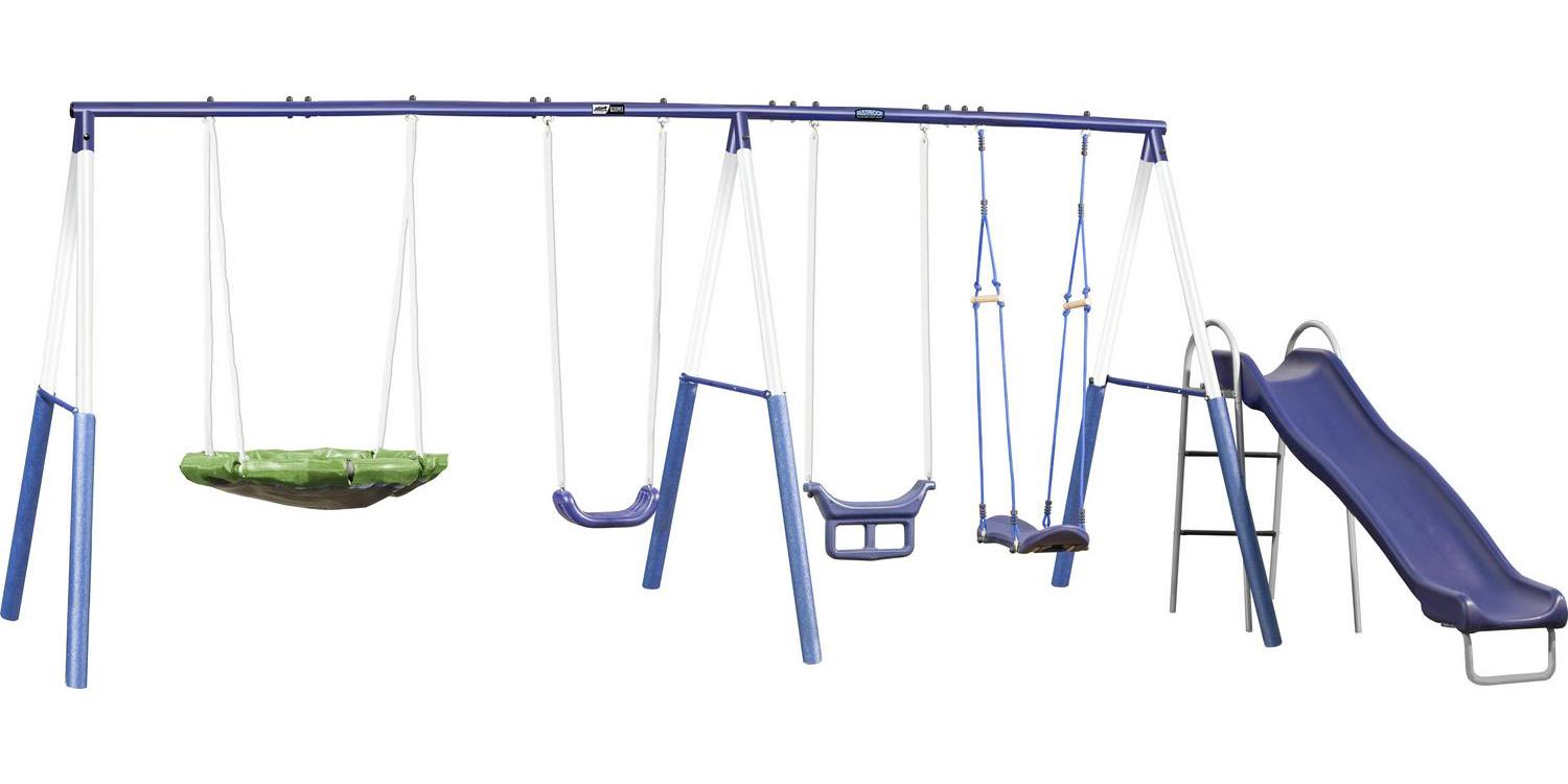 XDP Recreation Surf N Swing Set with Wave Slide. Super Disc Swing. Swing Seat. Stand R Swing. & Surf N Board Swing