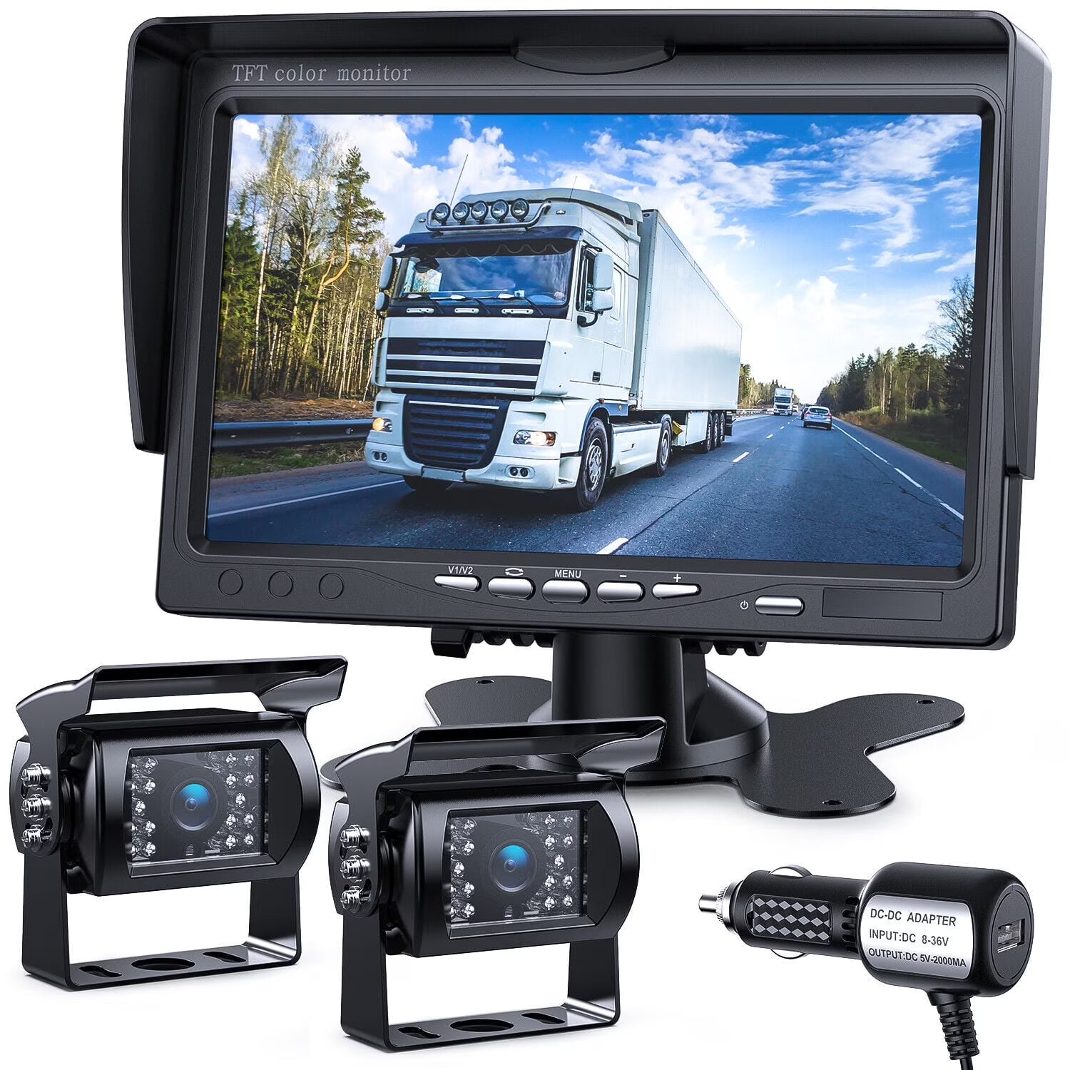 Wired Backup Camera for Car 7'' HD Reversing Monitor System IP69 Waterproof Night Vision Back Up Camera DVKNM TZ102