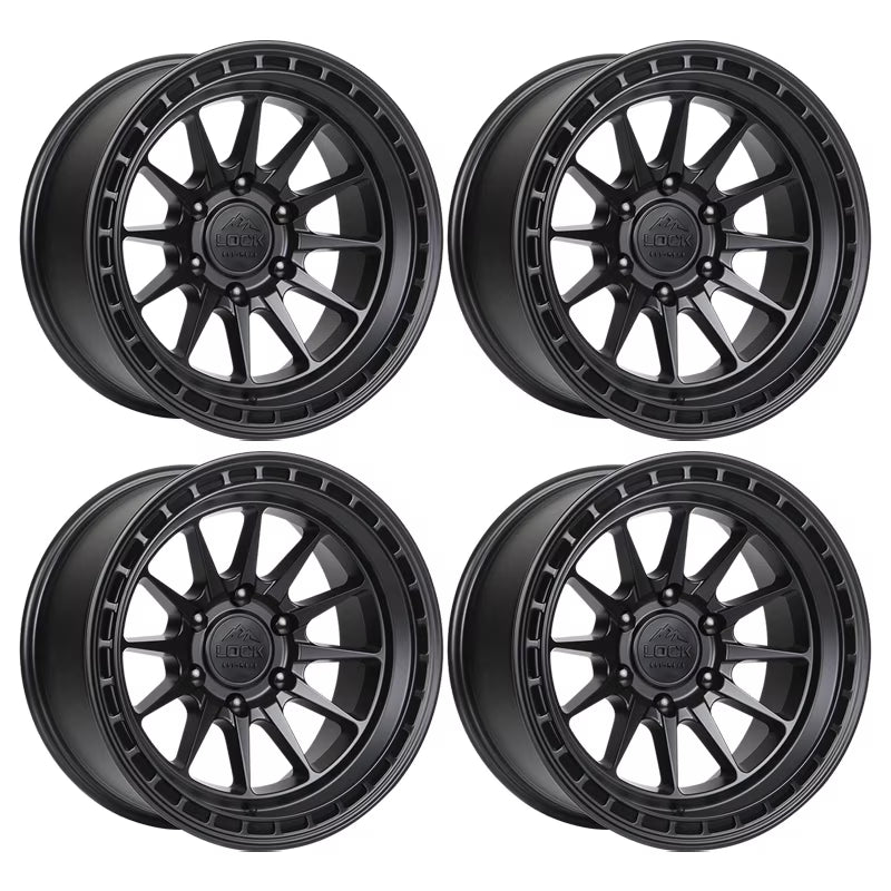 4 x Lock Offroad Baja Matte Black Wheels 6x139.7 17x9 -12et Truck Suv Rims