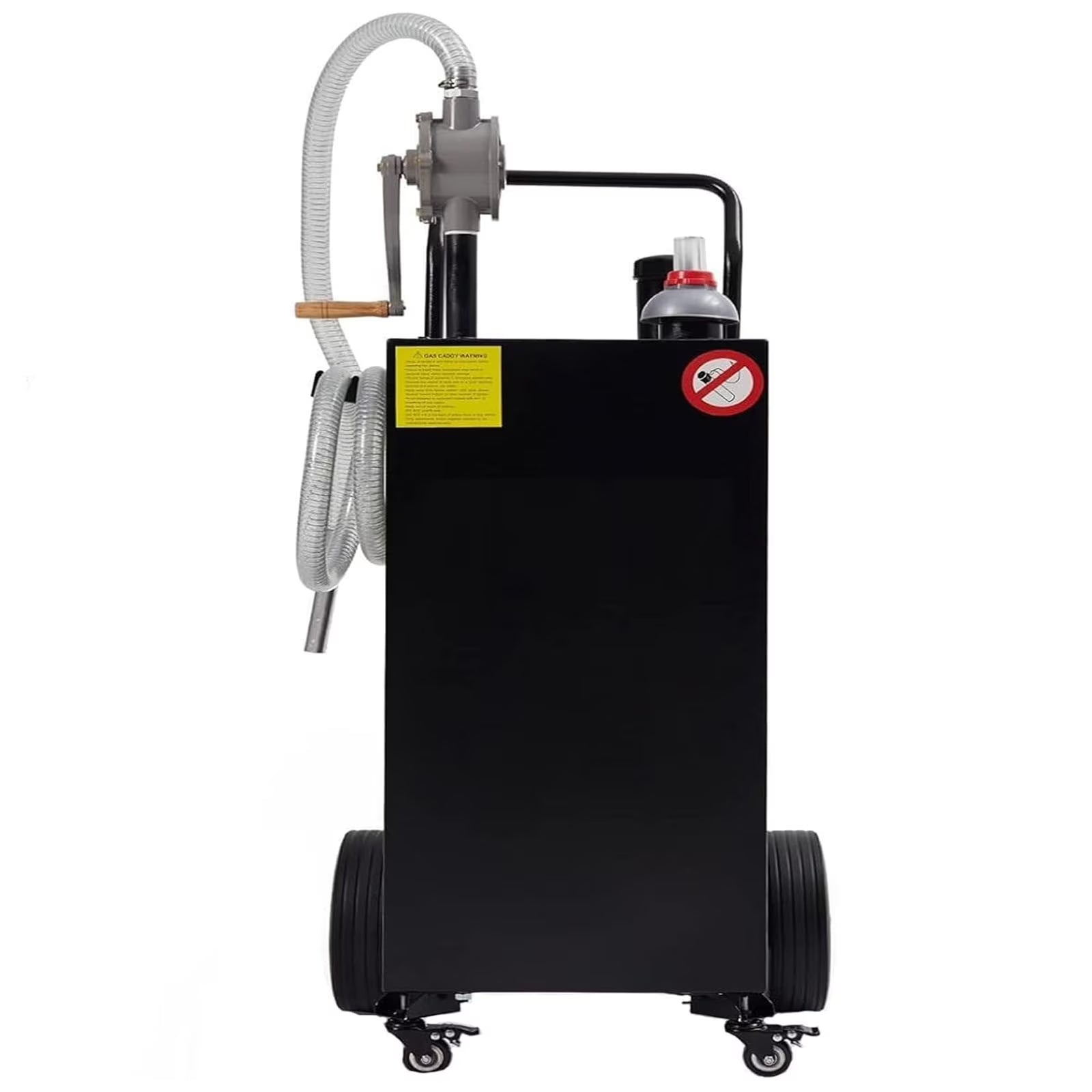 Pinypikaka 30 Gallon Alloy Steel Fuel Gas Caddy with Wheels & Siphon Pump, Manual Fueling Nozzle & 360?? Swivel Connector, Gasoline Can Container for Car Mowers Tractor Boat Motorcycle