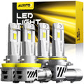 AUXITO Upgraded 9005 H11 Led Headlights Bulb,18000LM 600% Brighter,6500K Cool White Wireless LED High Beam Low Beam Conversion Kits, Pack of 4