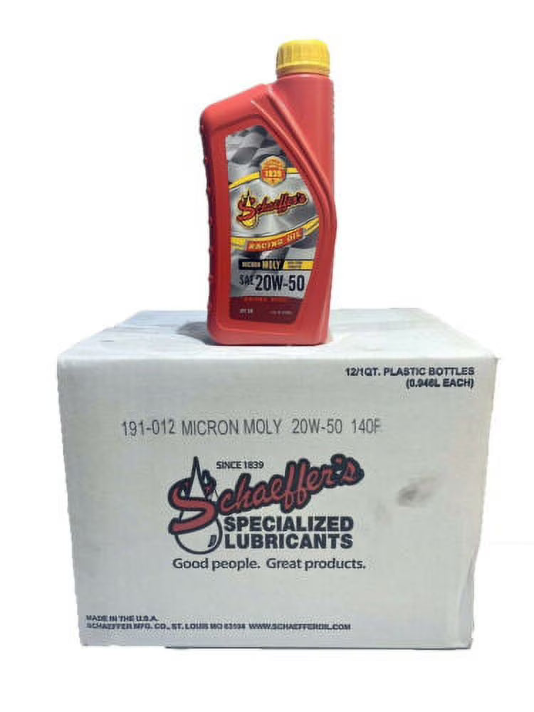 Schaeffer's #191 Extra Zinc Micron Moly Racing Motor Oil 20W-50 12 Quarts