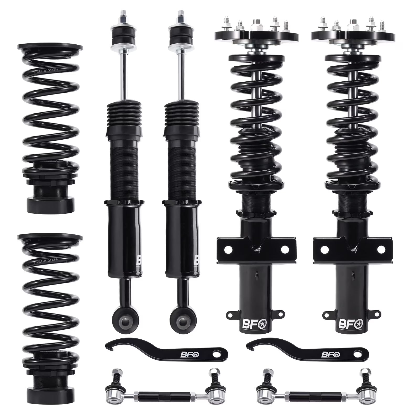 BFO Coilovers for Ford Mustang 2005-2014 GT S-197, Height Adjustable Coilovers Suspension Kit, Preset Damping Shock Absorber Struts, Lowering Kit Black