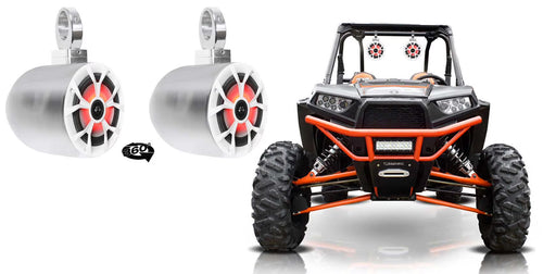 (2) Rockville 6.5  LED 360?? Degree Swivel Chrome Tower Speakers For RZR/ATV/UTV